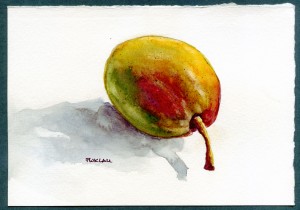 Still Life Watercolor Painting - Yellow Pear