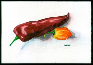 Two Chili Pepper Watercolor Painting