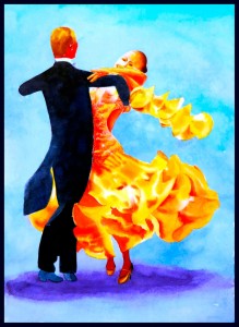 Ballroom Dancing Watercolor Painting (before revision)