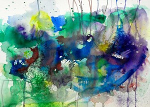 Daily watecolor - Sea Blue - Abstract painting by Peter Lau
