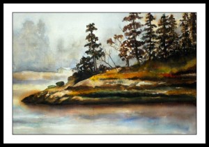 Landscape Watercolor painting - Final - 15 x 22 inches - Island Mist