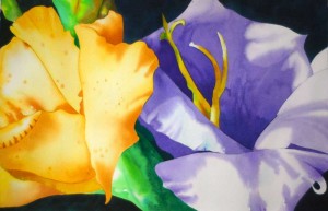 Flower close up watercolor painting - 15 x 22 inches