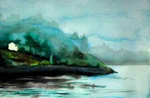 BC Landscape watercolor painting - 15 x x 22 inches