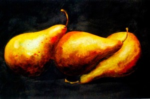 Pears watercolor painting